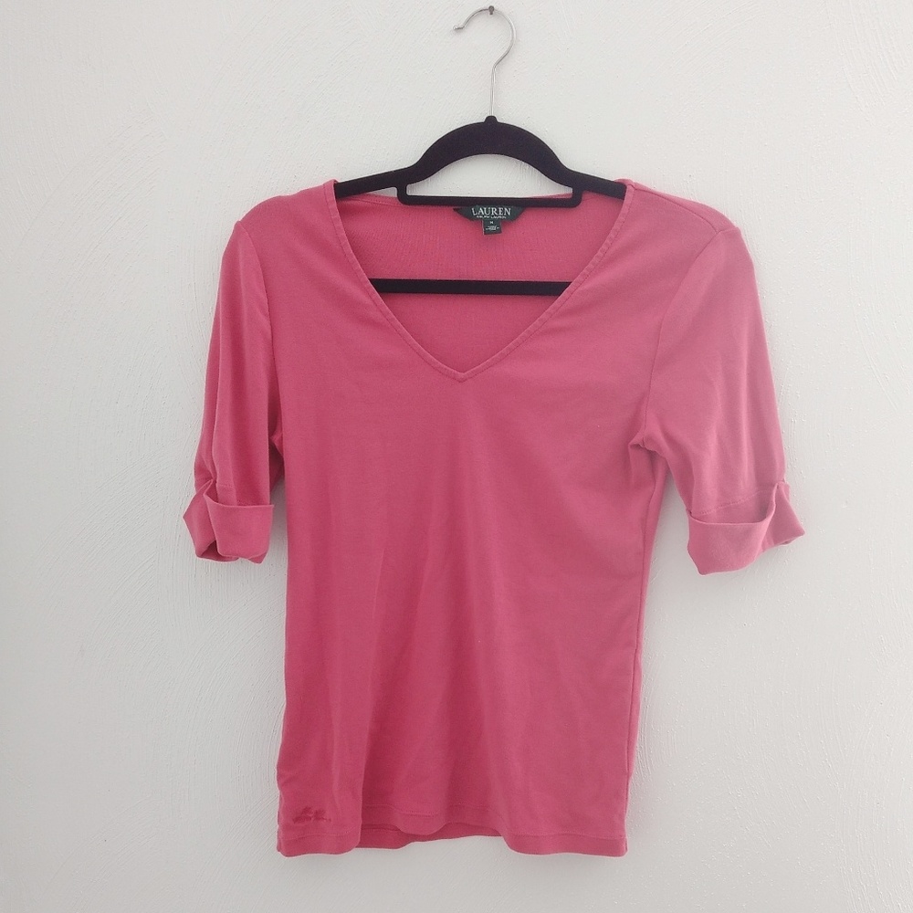🌟 Lauren Ralph Lauren Pink Shirt Rolled Sleeves